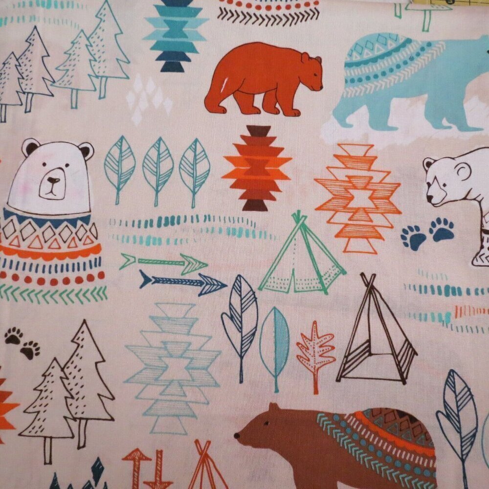 Cotton Quilt Fabric By the Yard Craft Material Bohemian Bear Southwest #230-2